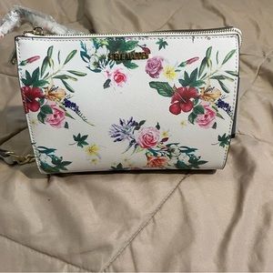 Steve Madden Floral Blexi pink, red, green, white crossbody purse